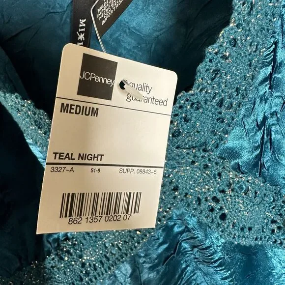 Mixit Crinkle Crochet Teal 90s Style Sleeveless Blouse size Medium NEW with Tags - Picture 3 of 6